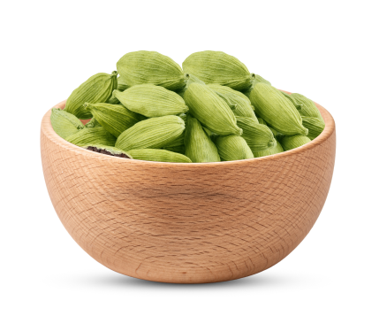 Green cardamom pods from India